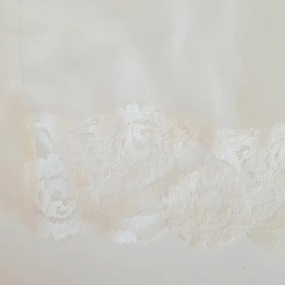 Vintage 1950s Nylon Organdy Sheer Tie Waist Apron Embroidered Lace Farmhouse